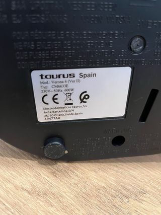 Cafetera Taurus Verona 6 Negra
