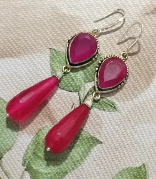 Pendientes Plata 925 con Rubíes