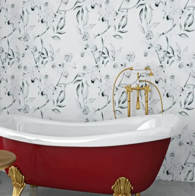 Papel pintado floral autoadhesivo