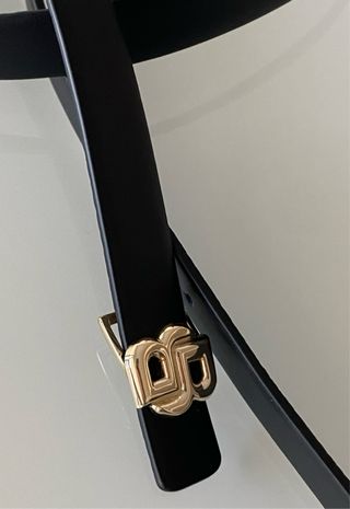 Cintura Boss Donna Nera Fibbia Oro