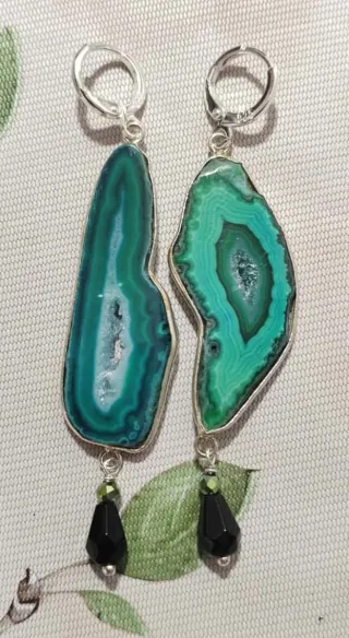 Pendientes Plata 925 Malaquita y Ónix