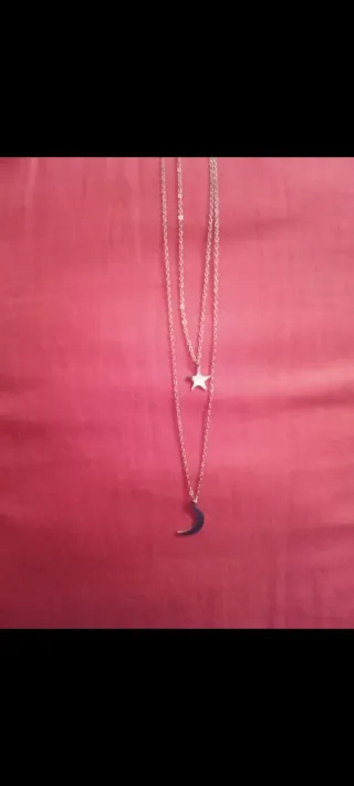 COLLAR DOBLE (LUNA Y ESTRELLA)+ PULSERA+REGALO 