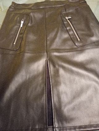 Falda polipiel negra Vila Talla 42