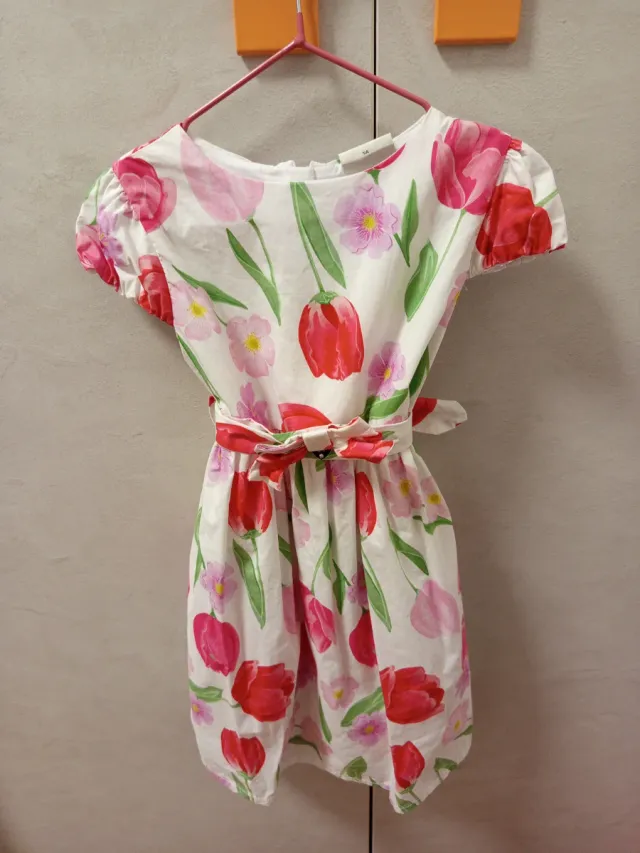 Vestito bambina fiori tulipani 5 anni