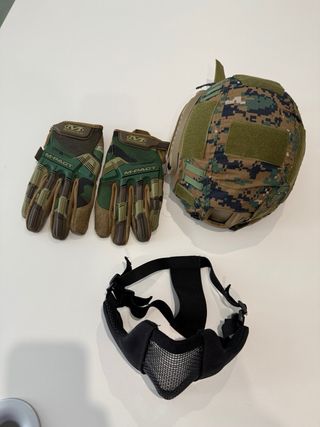 Casco, máscara y guantes Airsoft Talla L
