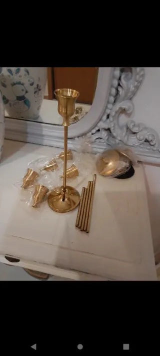 6 Portacandele dorato in metallo