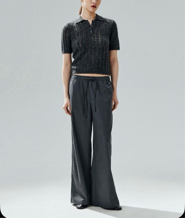 Polo de punto con lana gris