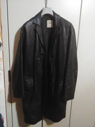 Trench vintage uomo vera pelle nera made in Italy