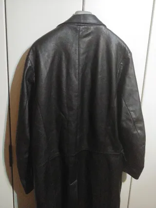 Trench vintage uomo vera pelle nera made in Italy