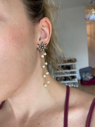 Pendientes estrella multiposición con perlas