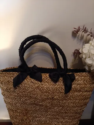Bolso Capazo Kbas Paja Maíz Negro-Marrón
