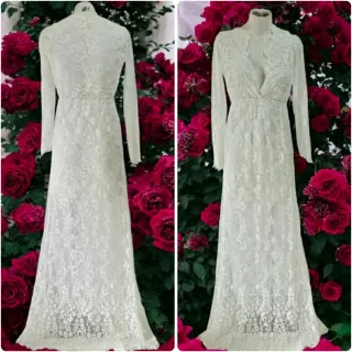Vestido largo encaje blanco