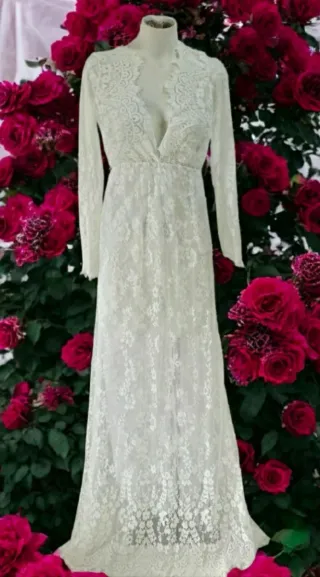 Vestido largo encaje blanco