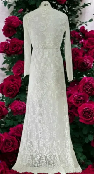 Vestido largo encaje blanco