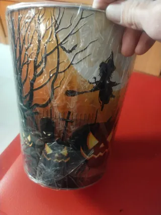 Cubo Halloween Bruja Calabaza Metal