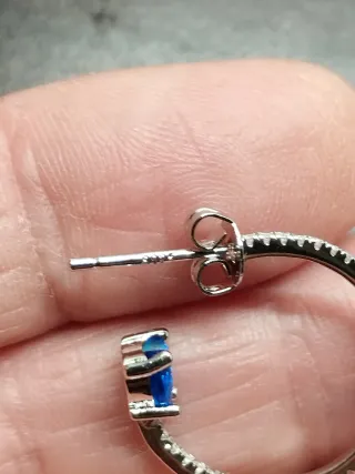 Pendientes Plata Aro Doble Corazón Azul