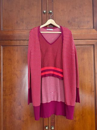 Conjunto Zara Top y Chaqueta Rojo Granate