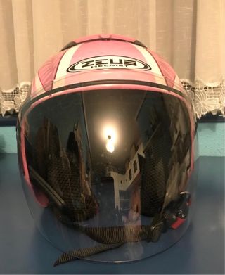 Casco de moto rosa, marca Zeus Helmet