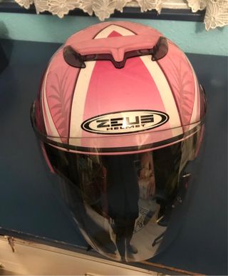Casco de moto rosa, marca Zeus Helmet