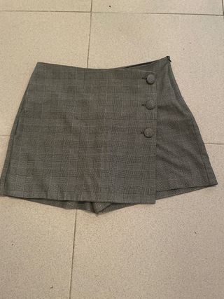 Falda pantalón cuadros gris