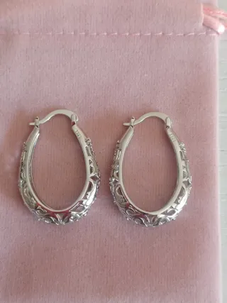 Pendientes aro plata florituras