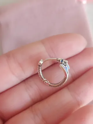 Pendientes aro dragón plata y azul