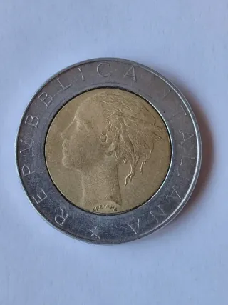 Moneda 500 Liras Italia 1988