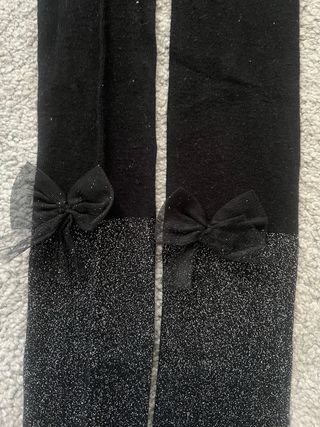 Medias negras con purpurina para niña. talla 10-12