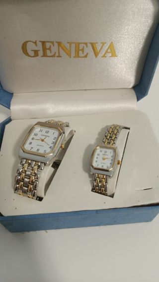 Par de relojes Geneva color  oro y plata