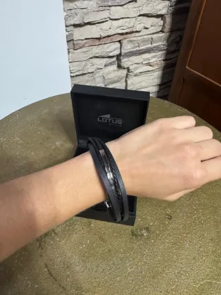 Pulsera Lotus Hombre Cuero y Acero