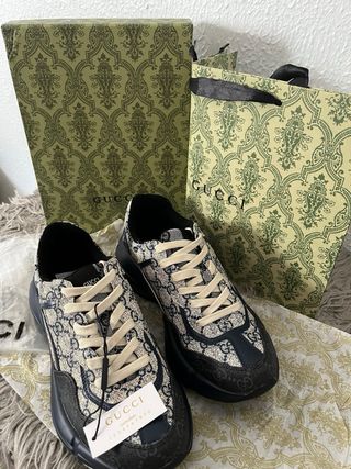 Zapatillas Gucci Rython Beige/Azul Taras