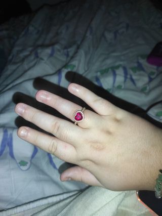 Anillo Corazón Rojo Baño Oro rosa