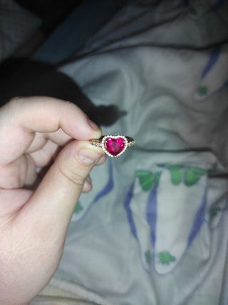 Anillo Corazón Rojo Baño Oro rosa