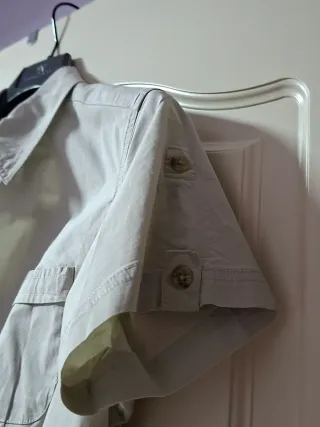 Camisa Columbia Beige Manga Corta