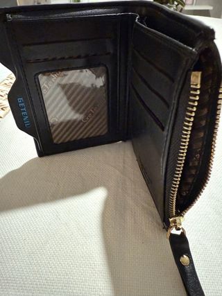 Cartera Billetera Poli Piel Negra