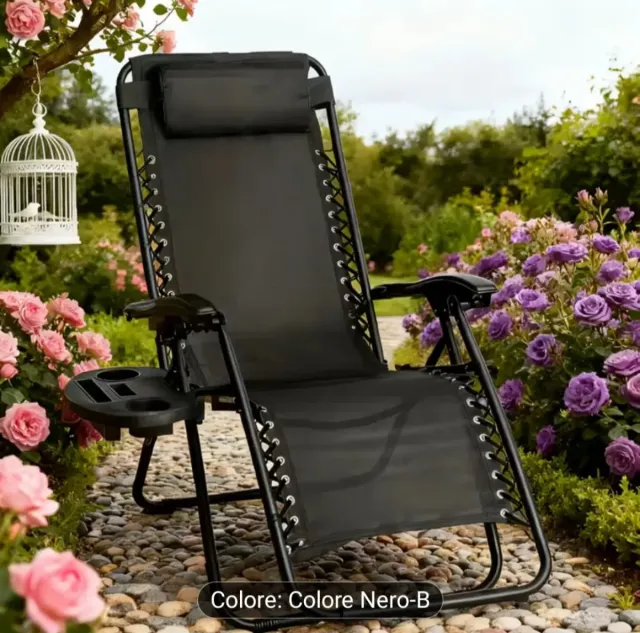 Sedia Sdraio Pieghevole Nera