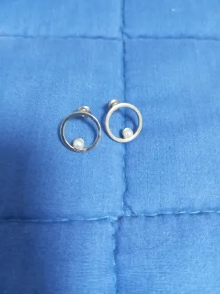 Pendientes Aro Perla Plata