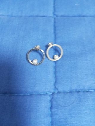 Pendientes Aro Perla Plata