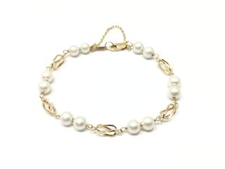 pulsera oro 18k con piedra con perla