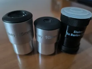 Oculares Telescopio Slokey 25mm y 10mm + Barlow