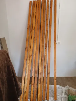 10 Listones Madera Pino Barnizados