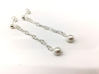 pendientes plata 925mm con piedra con perla