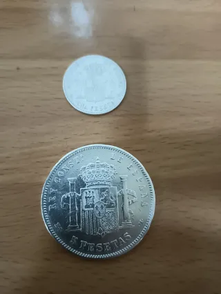 Moneda 5pts Alfonso XII 1884 y 1pts 1900
