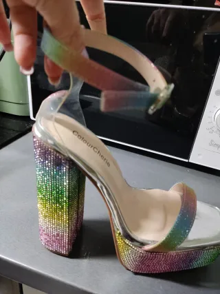 Sandalias Colour Cherie Tacon Brillante Arcoíris