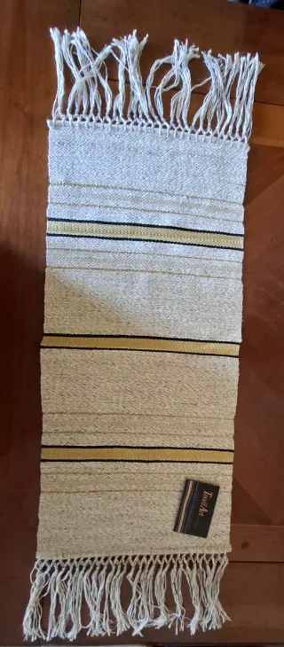 Runner tessuto a mano beige e oro