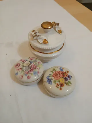 3 portagioie porcellana decorati floreali