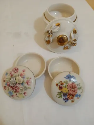 3 portagioie porcellana decorati floreali