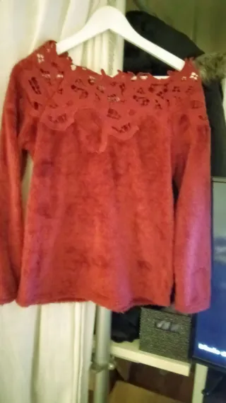Jersey Terciopelo Blonda en el Cuello Talla S Gran