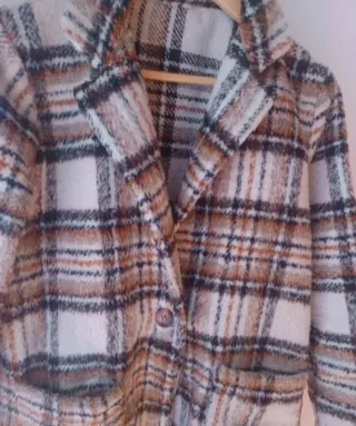 Abrigo cuadros vintage beige y marrón