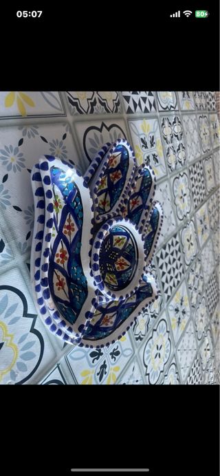 Piatto Mano di Fatima Tunisino in ceramica 